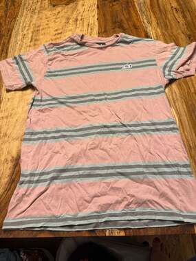 ...lost Pink and Gray Striped Short Sleeve T-Shirt skater